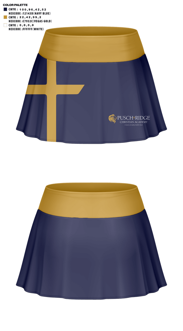 Skort, Pusch Ridge Christian Academy Upper School Cheer, Cheer, Teamtime, Team time, sublimation, custom sports apparel, team uniforms, spirit wear, spiritwear, sports uniforms, custom shirts, team store, custom team store, fundraiser sports, apparel fundraiser