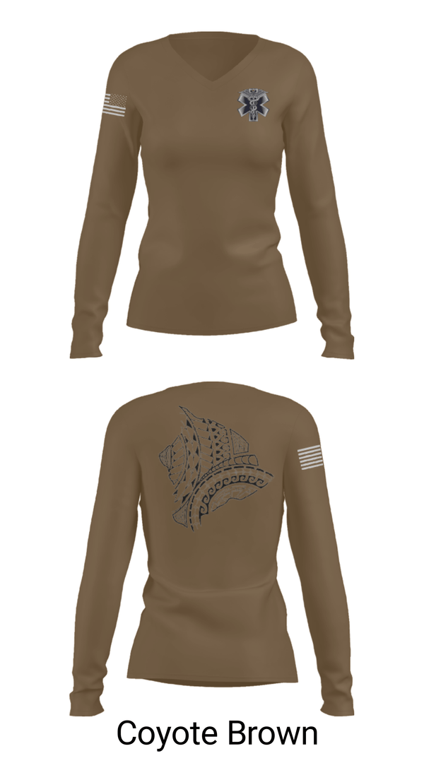 Women's Long Sleeve Vneck Shirt, MEDICS, National Guard, Teamtime, Team time, sublimation, custom sports apparel, team uniforms, spirit wear, spiritwear, sports uniforms, custom shirts, team store, custom team store, fundraiser sports, apparel fundraiser
