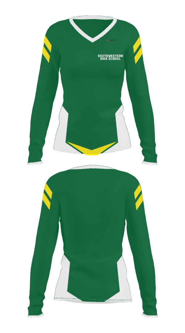 Women's Long Sleeve Vneck Shirt, Southwestern High School, Spirit Store, Teamtime, Team time, sublimation, custom sports apparel, team uniforms, spirit wear, spiritwear, sports uniforms, custom shirts, team store, custom team store, fundraiser sports, apparel fundraiser