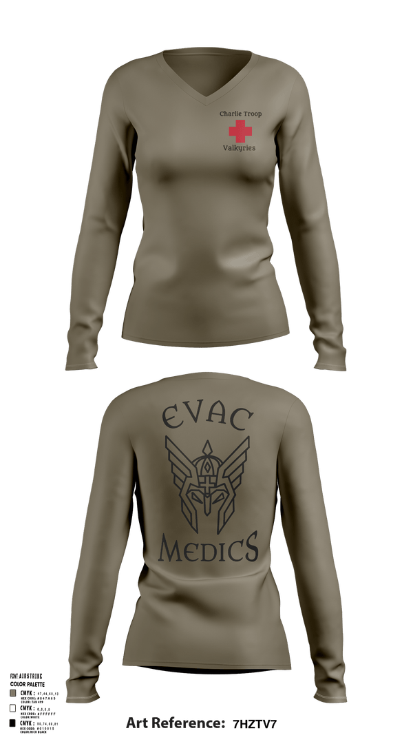 Womens Long Sleeve Vneck Shirt, Evac PLT, RSS, 2CR, , Teamtime, Team time, sublimation, custom sports apparel, team uniforms, spirit wear, spiritwear, sports uniforms, custom shirts, team store, custom team store, fundraiser sports, apparel fundraiser