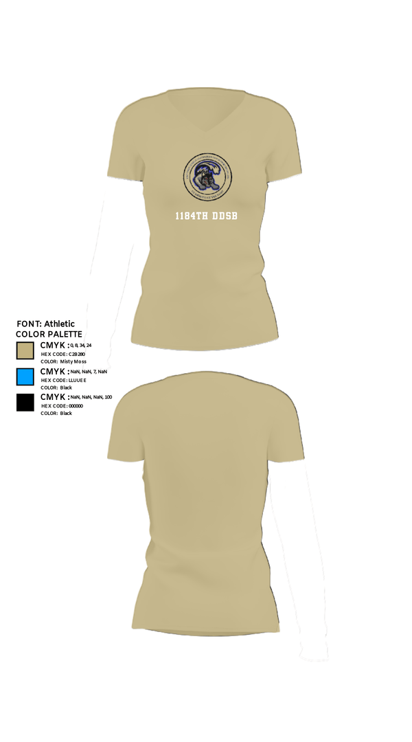 Womens Short Sleeve Vneck Shirt, 1184th DDSB, Army, Teamtime, Team time, sublimation, custom sports apparel, team uniforms, spirit wear, spiritwear, sports uniforms, custom shirts, team store, custom team store, fundraiser sports, apparel fundraiser