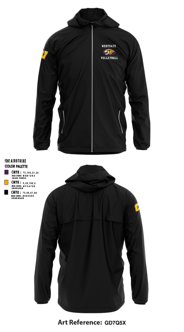Windbreaker, Westgate High School Volleyball, Women's Volleyball, Teamtime, Team time, sublimation, custom sports apparel, team uniforms, spirit wear, spiritwear, sports uniforms, custom shirts, team store, custom team store, fundraiser sports, apparel fundraiser