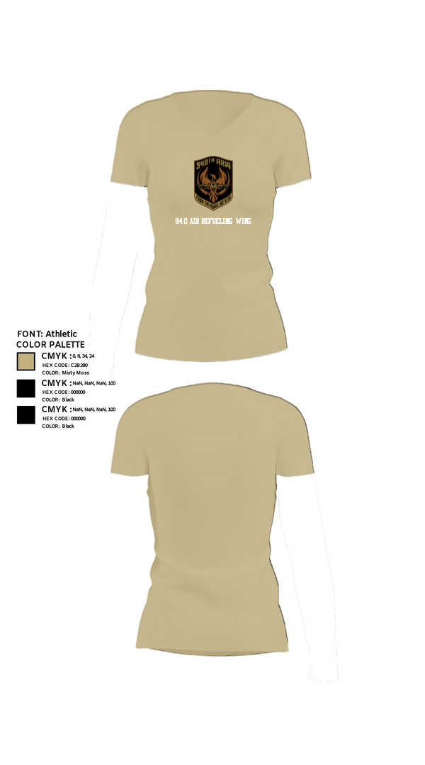 Women's Short Sleeve Vneck Shirt, 940 Air Refueling Wing, , Teamtime, Team time, sublimation, custom sports apparel, team uniforms, spirit wear, spiritwear, sports uniforms, custom shirts, team store, custom team store, fundraiser sports, apparel fundraiser