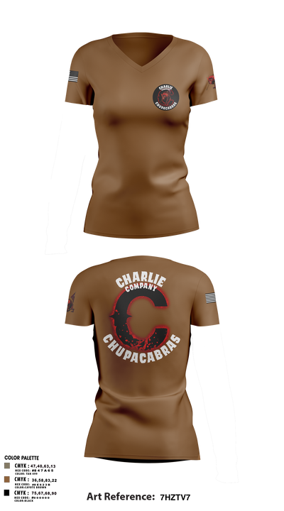 C Co Chupacabras Women's Short Sleeve V-neck Shirt - 2