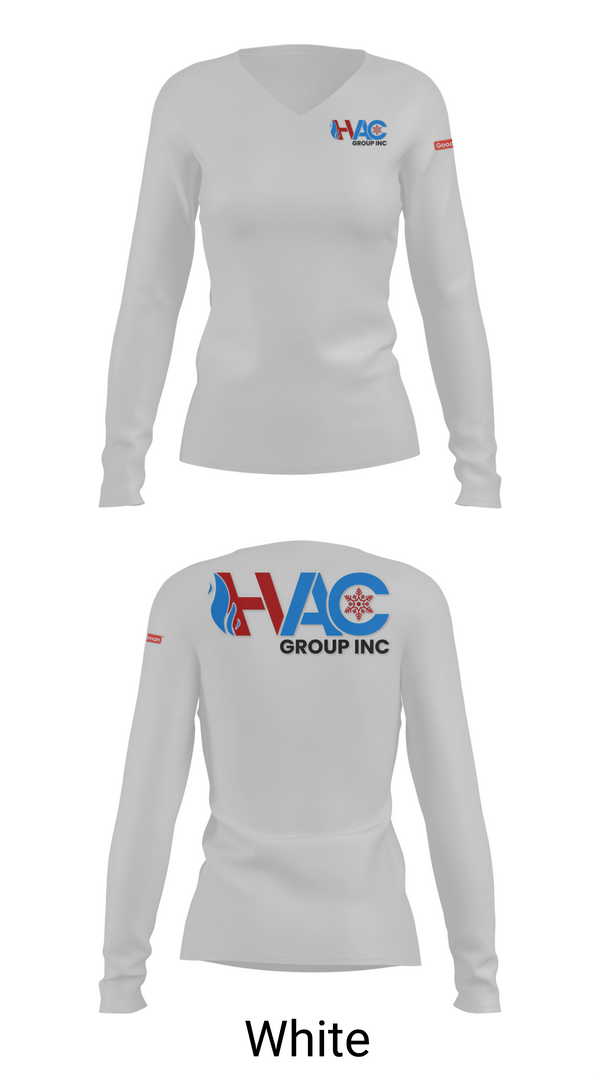 Womens Long Sleeve Vneck Shirt, HVAC group Inc, , Teamtime, Team time, sublimation, custom sports apparel, team uniforms, spirit wear, spiritwear, sports uniforms, custom shirts, team store, custom team store, fundraiser sports, apparel fundraiser