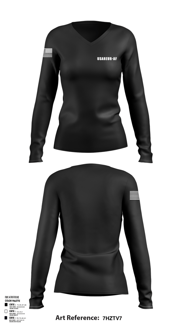 Womens Long Sleeve Vneck Shirt, USAREUR-AF, Army, Teamtime, Team time, sublimation, custom sports apparel, team uniforms, spirit wear, spiritwear, sports uniforms, custom shirts, team store, custom team store, fundraiser sports, apparel fundraiser