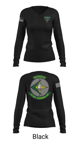 Women's Long Sleeve Vneck Shirt, VA-165 Boomers, , Teamtime, Team time, sublimation, custom sports apparel, team uniforms, spirit wear, spiritwear, sports uniforms, custom shirts, team store, custom team store, fundraiser sports, apparel fundraiser
