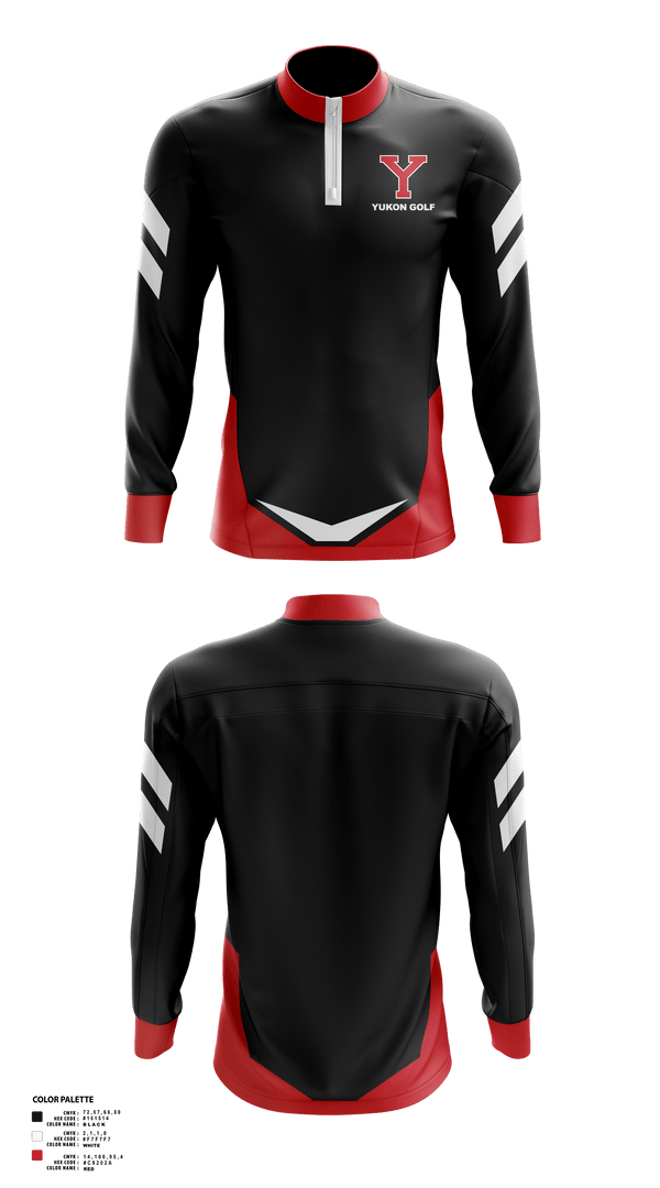 Quarter Zip Jacket, Yukon High School Golf, Golf, Teamtime, Team time, sublimation, custom sports apparel, team uniforms, spirit wear, spiritwear, sports uniforms, custom shirts, team store, custom team store, fundraiser sports, apparel fundraiser