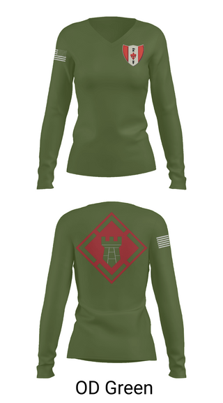 Womens Long Sleeve Vneck Shirt, 46th Engineer Battalion, Army, Teamtime, Team time, sublimation, custom sports apparel, team uniforms, spirit wear, spiritwear, sports uniforms, custom shirts, team store, custom team store, fundraiser sports, apparel fundraiser