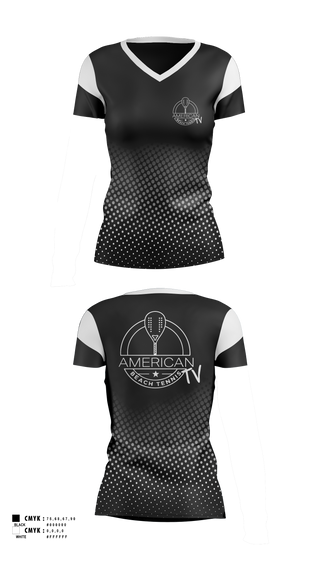 Womens Short Sleeve Vneck Shirt, American Beach Tennis, Tennis, Teamtime, Team time, sublimation, custom sports apparel, team uniforms, spirit wear, spiritwear, sports uniforms, custom shirts, team store, custom team store, fundraiser sports, apparel fundraiser