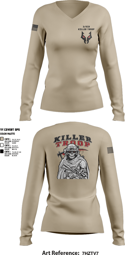 3/2CR Killer Troop 6220684 Women's Long Sleeve V-neck Shirt - 12