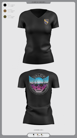 Womens Short Sleeve Vneck Shirt, VALOR CO. 5BN, 1SFAB, Army, Teamtime, Team time, sublimation, custom sports apparel, team uniforms, spirit wear, spiritwear, sports uniforms, custom shirts, team store, custom team store, fundraiser sports, apparel fundraiser