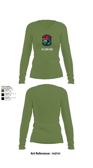 Women's Long Sleeve Vneck Shirt, 18 CES/CEX, , Teamtime, Team time, sublimation, custom sports apparel, team uniforms, spirit wear, spiritwear, sports uniforms, custom shirts, team store, custom team store, fundraiser sports, apparel fundraiser