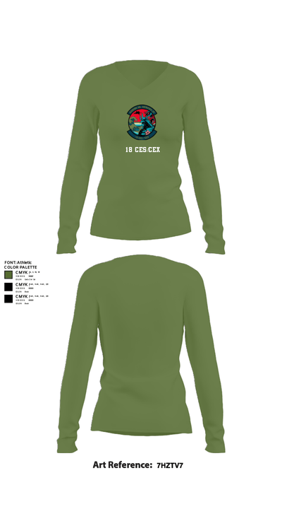 18 CES/CEX 15967119 Women's Long Sleeve V-neck Shirt - 42
