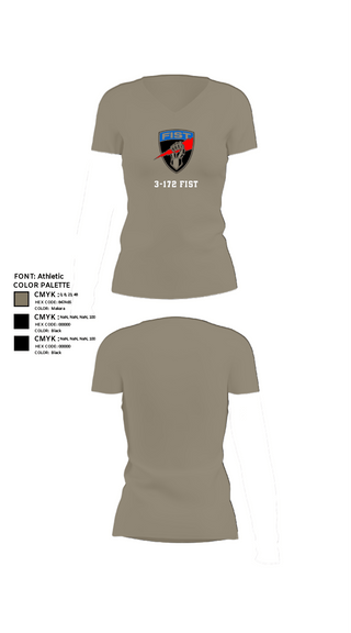 Womens Short Sleeve Vneck Shirt, 3-172 FiST, Army, Teamtime, Team time, sublimation, custom sports apparel, team uniforms, spirit wear, spiritwear, sports uniforms, custom shirts, team store, custom team store, fundraiser sports, apparel fundraiser