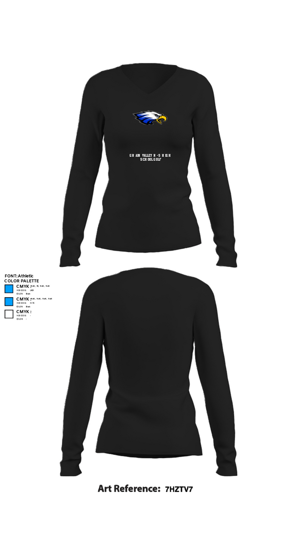 Womens Long Sleeve Vneck Shirt, Grain Valley R-5 High School Golf, Golf, Teamtime, Team time, sublimation, custom sports apparel, team uniforms, spirit wear, spiritwear, sports uniforms, custom shirts, team store, custom team store, fundraiser sports, apparel fundraiser