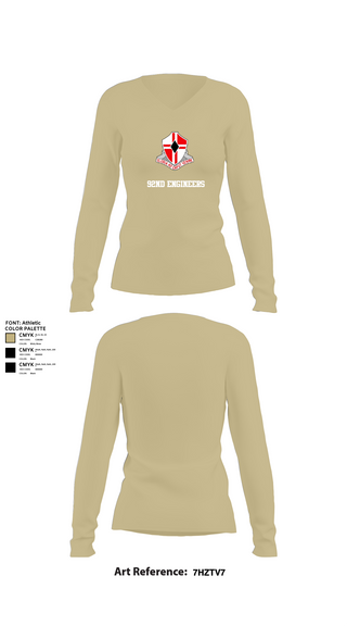 Womens Long Sleeve Vneck Shirt, 92nd Engineers, , Teamtime, Team time, sublimation, custom sports apparel, team uniforms, spirit wear, spiritwear, sports uniforms, custom shirts, team store, custom team store, fundraiser sports, apparel fundraiser