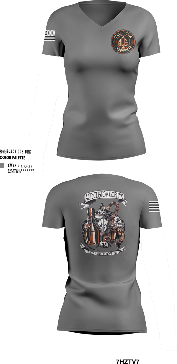 Womens Short Sleeve Vneck Shirt, Ace Custom Copper, , Teamtime, Team time, sublimation, custom sports apparel, team uniforms, spirit wear, spiritwear, sports uniforms, custom shirts, team store, custom team store, fundraiser sports, apparel fundraiser