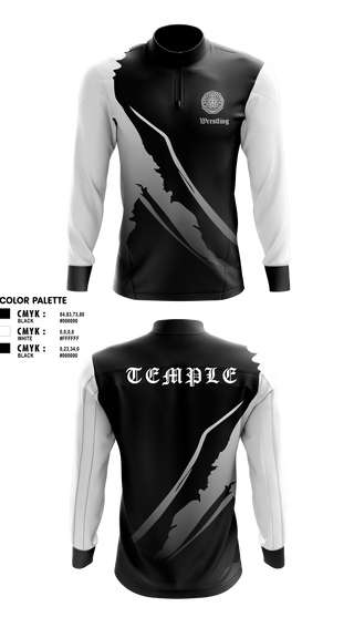 Quarter Zip Jacket, Temple Wrestling Club, Wrestling, Teamtime, Team time, sublimation, custom sports apparel, team uniforms, spirit wear, spiritwear, sports uniforms, custom shirts, team store, custom team store, fundraiser sports, apparel fundraiser