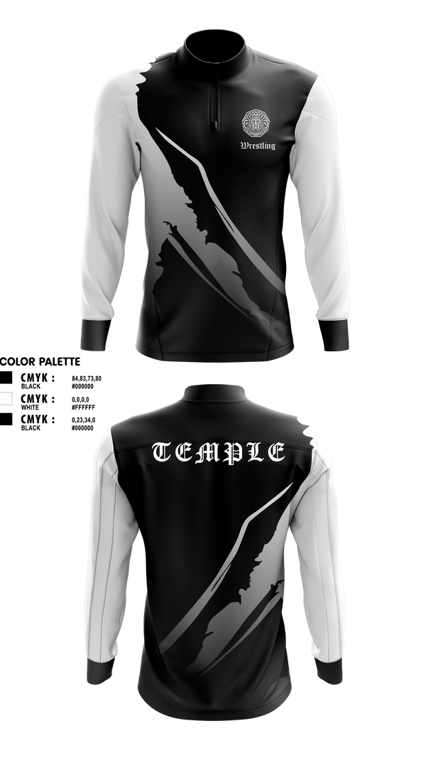 Quarter Zip Jacket, Temple Wrestling Club, Wrestling, Teamtime, Team time, sublimation, custom sports apparel, team uniforms, spirit wear, spiritwear, sports uniforms, custom shirts, team store, custom team store, fundraiser sports, apparel fundraiser