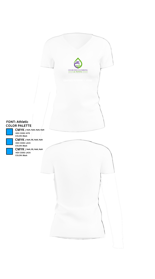 Womens Short Sleeve Vneck Shirt, Crabtree Plumbing & Piping, , Teamtime, Team time, sublimation, custom sports apparel, team uniforms, spirit wear, spiritwear, sports uniforms, custom shirts, team store, custom team store, fundraiser sports, apparel fundraiser