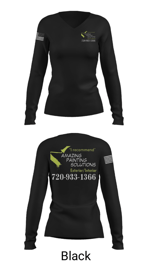 Womens Long Sleeve Vneck Shirt, Amazing Painting Solutions, , Teamtime, Team time, sublimation, custom sports apparel, team uniforms, spirit wear, spiritwear, sports uniforms, custom shirts, team store, custom team store, fundraiser sports, apparel fundraiser