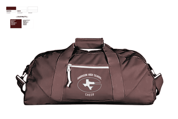 Duffle Bag, Garrison High School Cheer, Cheer, Teamtime, Team time, sublimation, custom sports apparel, team uniforms, spirit wear, spiritwear, sports uniforms, custom shirts, team store, custom team store, fundraiser sports, apparel fundraiser
