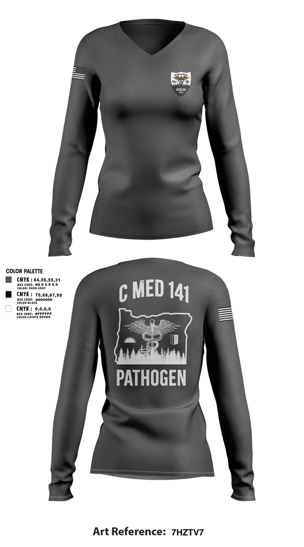 Womens Long Sleeve Vneck Shirt, C Med, National Guard, Teamtime, Team time, sublimation, custom sports apparel, team uniforms, spirit wear, spiritwear, sports uniforms, custom shirts, team store, custom team store, fundraiser sports, apparel fundraiser