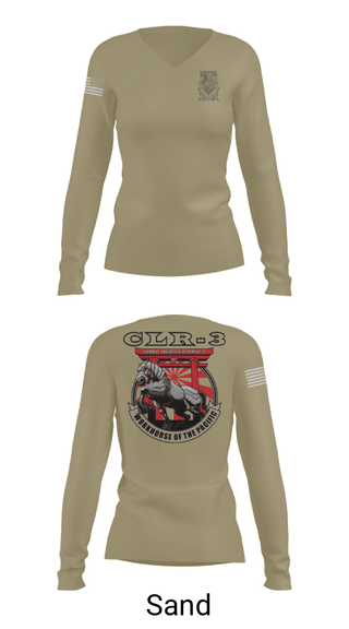 Women's Long Sleeve Vneck Shirt, WorkHorse, Marines, Teamtime, Team time, sublimation, custom sports apparel, team uniforms, spirit wear, spiritwear, sports uniforms, custom shirts, team store, custom team store, fundraiser sports, apparel fundraiser