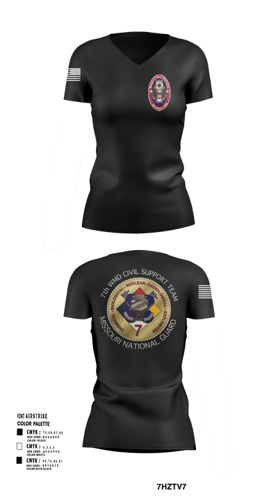 7th CST 5552337 Women's Short Sleeve V-neck Shirt - 124