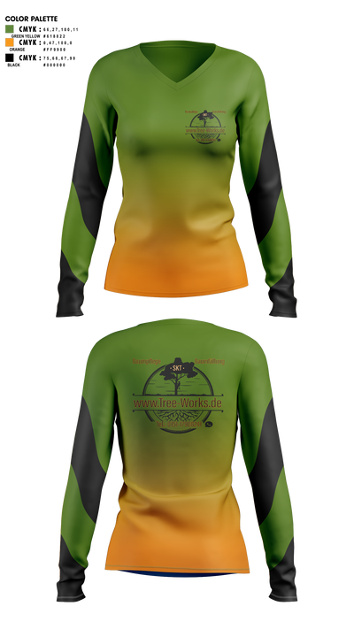 www.Tree-Works.de 32054649 Women's Long Sleeve V-neck Shirt - 1