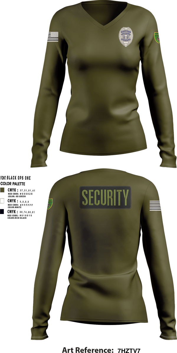 Womens Long Sleeve Vneck Shirt, Southern Security & Patrol Services, Police, Teamtime, Team time, sublimation, custom sports apparel, team uniforms, spirit wear, spiritwear, sports uniforms, custom shirts, team store, custom team store, fundraiser sports, apparel fundraiser