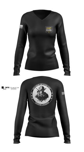Womens Long Sleeve Vneck Shirt, Recruiting & Retention, National Guard, Teamtime, Team time, sublimation, custom sports apparel, team uniforms, spirit wear, spiritwear, sports uniforms, custom shirts, team store, custom team store, fundraiser sports, apparel fundraiser