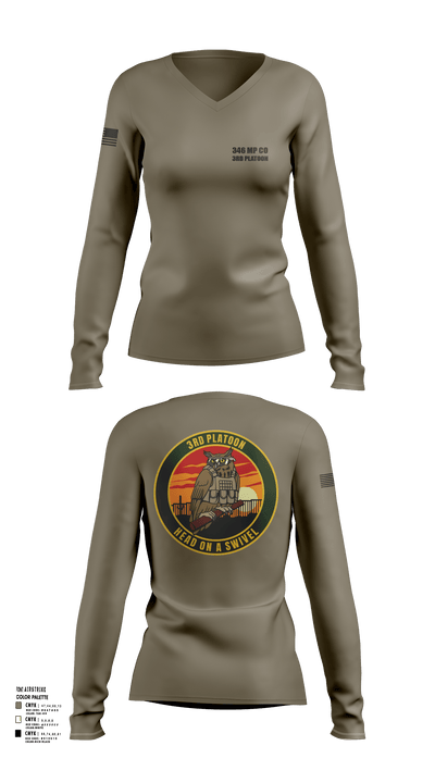 346 MP CO 3rd Platoon 43320857 Women's Long Sleeve V-neck Shirt - 124