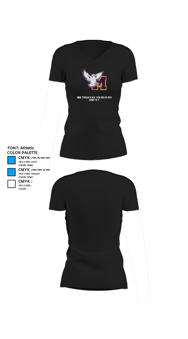 Womens Short Sleeve Vneck Shirt, Monticello High School Cross Country, Cross Country, Teamtime, Team time, sublimation, custom sports apparel, team uniforms, spirit wear, spiritwear, sports uniforms, custom shirts, team store, custom team store, fundraiser sports, apparel fundraiser
