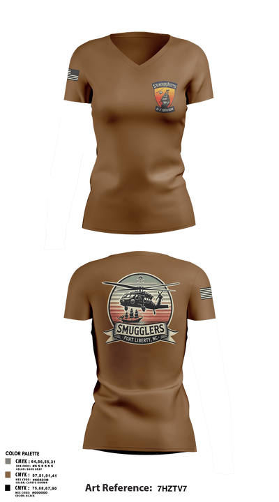 A/2135th GSAB “SMUGGLERS” 66831514 Women's Short Sleeve V-neck Shirt - 112