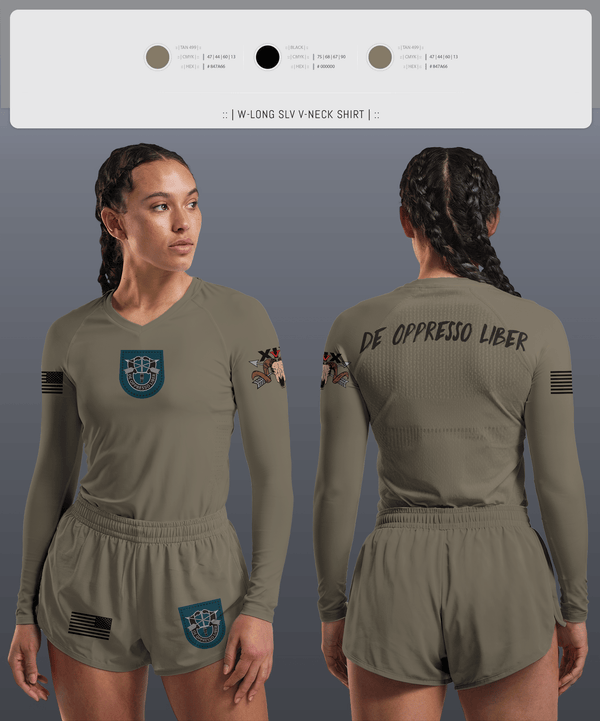 Womens Long Sleeve Vneck Shirt, 5/19th SFG, National Guard, Teamtime, Team time, sublimation, custom sports apparel, team uniforms, spirit wear, spiritwear, sports uniforms, custom shirts, team store, custom team store, fundraiser sports, apparel fundraiser