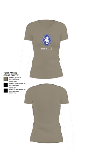 Womens Short Sleeve Vneck Shirt, 1-194 C Co, National Guard, Teamtime, Team time, sublimation, custom sports apparel, team uniforms, spirit wear, spiritwear, sports uniforms, custom shirts, team store, custom team store, fundraiser sports, apparel fundraiser
