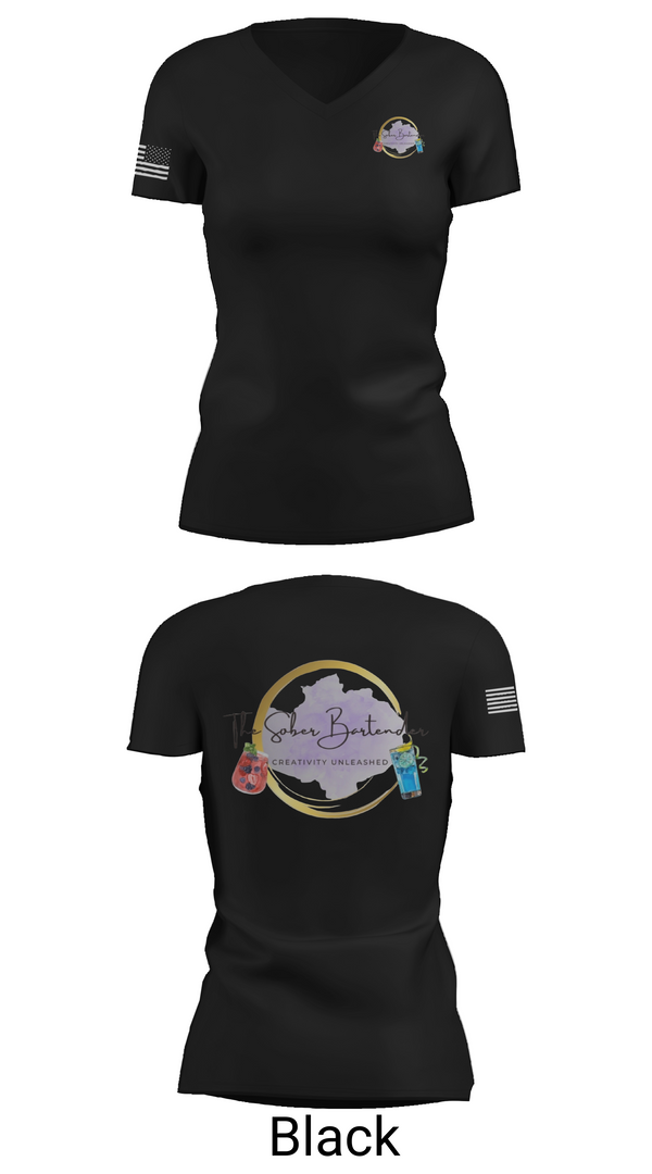 Womens Short Sleeve Vneck Shirt, The Sober Bartender, , Teamtime, Team time, sublimation, custom sports apparel, team uniforms, spirit wear, spiritwear, sports uniforms, custom shirts, team store, custom team store, fundraiser sports, apparel fundraiser