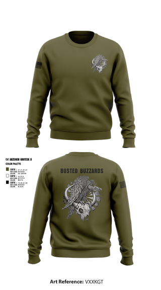 Crew Neck Sweatshirt, CREW 3 BUSTED BUZZARDS, Army, Teamtime, Team time, sublimation, custom sports apparel, team uniforms, spirit wear, spiritwear, sports uniforms, custom shirts, team store, custom team store, fundraiser sports, apparel fundraiser