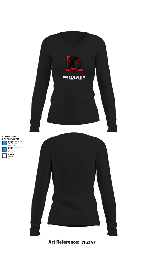 Women's Long Sleeve Vneck Shirt, Elizabeth Forward High School Football, Football, Teamtime, Team time, sublimation, custom sports apparel, team uniforms, spirit wear, spiritwear, sports uniforms, custom shirts, team store, custom team store, fundraiser sports, apparel fundraiser