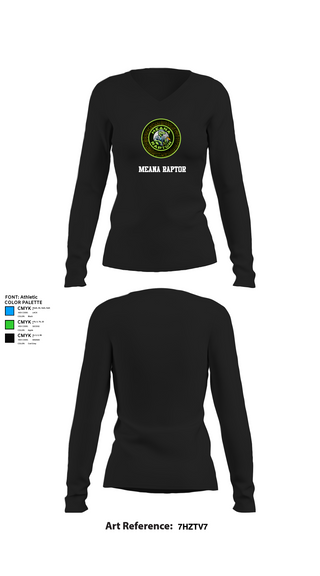 Womens Long Sleeve Vneck Shirt, meana raptor, Golf, Teamtime, Team time, sublimation, custom sports apparel, team uniforms, spirit wear, spiritwear, sports uniforms, custom shirts, team store, custom team store, fundraiser sports, apparel fundraiser