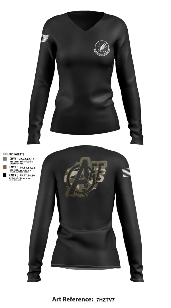 Womens Long Sleeve Vneck Shirt, 509 OSS, Air Force, Teamtime, Team time, sublimation, custom sports apparel, team uniforms, spirit wear, spiritwear, sports uniforms, custom shirts, team store, custom team store, fundraiser sports, apparel fundraiser