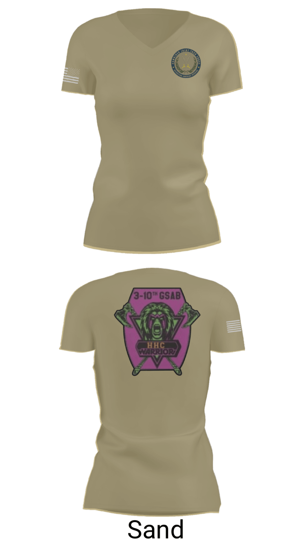 Women's Short Sleeve Vneck Shirt, 3-10 GSAB, Army, Teamtime, Team time, sublimation, custom sports apparel, team uniforms, spirit wear, spiritwear, sports uniforms, custom shirts, team store, custom team store, fundraiser sports, apparel fundraiser