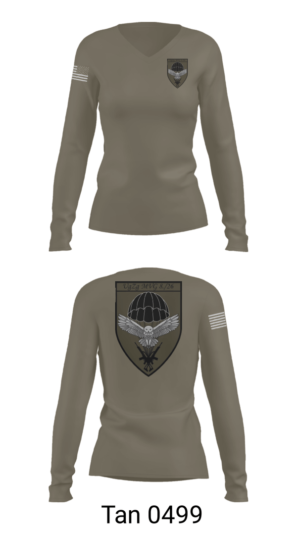 Womens Long Sleeve Vneck Shirt, 8.FschJgRgt 26, Army, Teamtime, Team time, sublimation, custom sports apparel, team uniforms, spirit wear, spiritwear, sports uniforms, custom shirts, team store, custom team store, fundraiser sports, apparel fundraiser