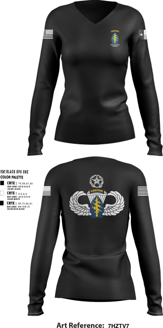 Womens Long Sleeve Vneck Shirt, 197th STSC (SO)(A), National Guard, Teamtime, Team time, sublimation, custom sports apparel, team uniforms, spirit wear, spiritwear, sports uniforms, custom shirts, team store, custom team store, fundraiser sports, apparel fundraiser