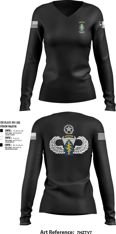 197th STSC (SO)(A) 32760162 Women's Long Sleeve V-neck Shirt - 3