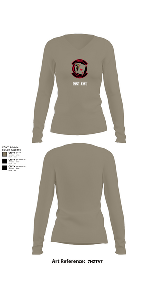 Womens Long Sleeve Vneck Shirt, 21st AMU, , Teamtime, Team time, sublimation, custom sports apparel, team uniforms, spirit wear, spiritwear, sports uniforms, custom shirts, team store, custom team store, fundraiser sports, apparel fundraiser