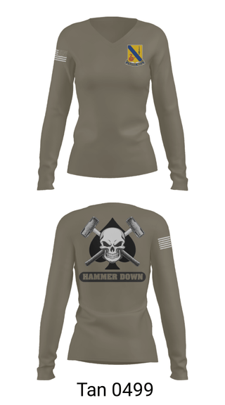 Women's Long Sleeve Vneck Shirt, 2-14 CAV ACE HIGH, Army, Teamtime, Team time, sublimation, custom sports apparel, team uniforms, spirit wear, spiritwear, sports uniforms, custom shirts, team store, custom team store, fundraiser sports, apparel fundraiser
