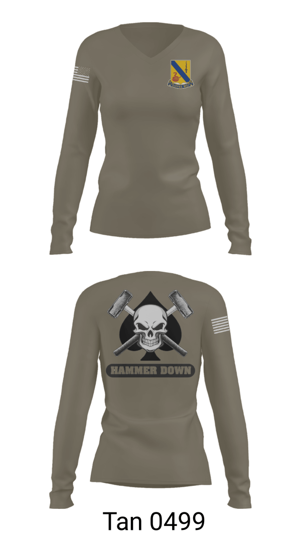 Women's Long Sleeve Vneck Shirt, 2-14 CAV ACE HIGH, Army, Teamtime, Team time, sublimation, custom sports apparel, team uniforms, spirit wear, spiritwear, sports uniforms, custom shirts, team store, custom team store, fundraiser sports, apparel fundraiser